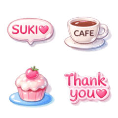 ふんわり　パステルカラー　ぷっくり絵文字