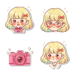 春日可愛金髮女孩表情貼