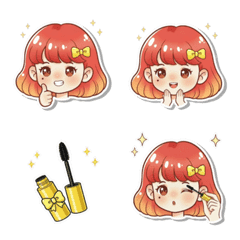 春日可愛紅髮女孩表情貼