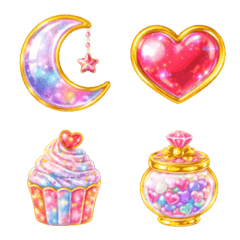 Sparkly Jewel Puffy Sticker Emojis