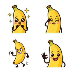 Various banana-themed emoji stickers.