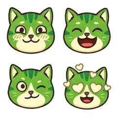 綠貓大臉表情貼