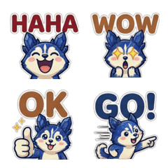 青金石QQ哈士奇：英文文字表情貼