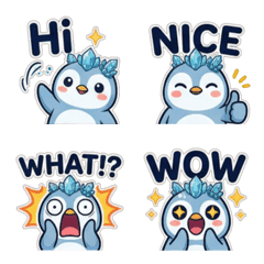 海藍寶QQ企鵝：英文文字表情貼