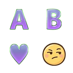 face emoji alphabet set purple blue gra