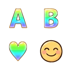 face emoji alphabet set rainbow