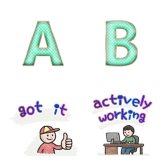 alphabet and icons A L green mesh