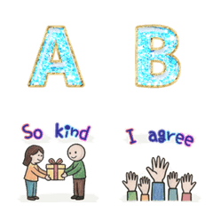 alphabet and icons  A sky blue bling