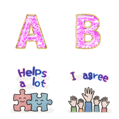 alphabet and icons A bling pink2