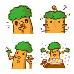 樫の木のキッコとスズメのチュン_絵文字 1