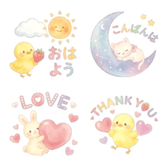 Cute watercolor emoji07