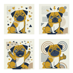 巴哥犬小摩卡 摩登幾何貼圖