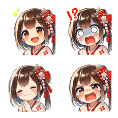 巫女風女孩爆笑反應表情