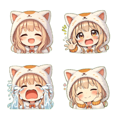 可愛貓帽女孩搞笑表情