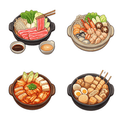 Various Hot Pot Emoji Set