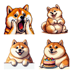 Pixel art big letter fat shiba dog emoji