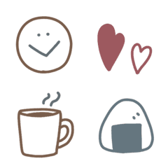 +日常+くすみカラーの線画えもじ