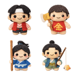 Cute Amigurumi Japanese Folktale Emojis