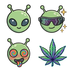 Psychedelic Green Alien: Cosmic Vibes