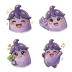 Soft and cute Nasubi-kun emoji set