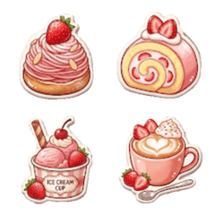 Strawberry Sweets & Drinks Stickers