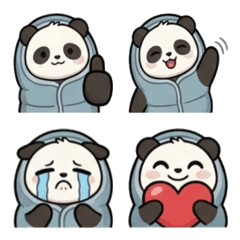A panda in a sleeping bag