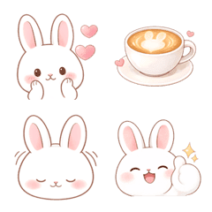 Gentle White Bunny Daily Emojis