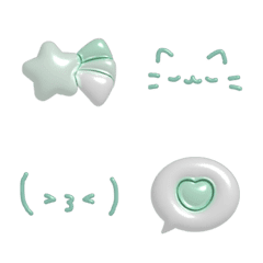 ぷっくり3D絵文字・顔文字（グリーン）