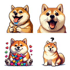 Pixel art first meeting fat shiba dog em