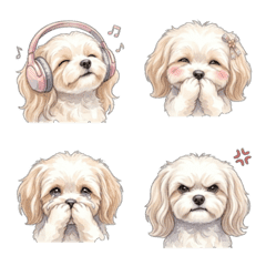 a cute, calming Maltipoo emoji