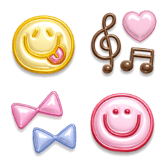 Pastel-colored puffy emojis