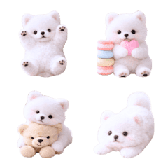 Fluffy White Pomeranian Emoji Stickers