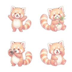 Fluffy Red Panda Watercolor Emojis