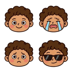 捲毛小麥色男孩表情貼