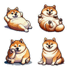 Pixel art acrimonious fat shiba dog emoj