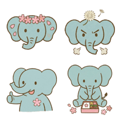 Gentle Elephant Spring Emoji Collection