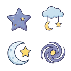 ゆめかわ夜空と星空＊太線シンプル絵文字