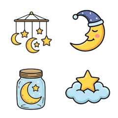 おやすみ星と月＊ゆめかわ夜空の絵文字