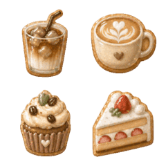 Muted Cafe Puffy Sticker Emojis