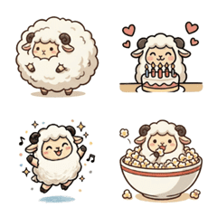 Fluffy Hand-drawn Sheep Emoji