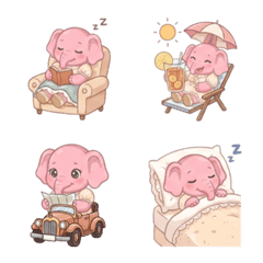 ★可愛粉紅象★ 表情貼