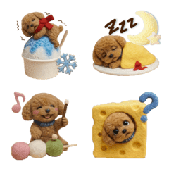 Cute Toy Poodle Wool Felt Food Emoji