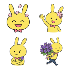 Spring Feel Yellow Bunny Emoji Set