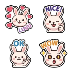 Cute Bunny Reaction Emojis 40 – LINE 이모티콘 | LINE STORE