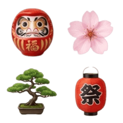 Japanese Tradition Realistic Mini Emoji