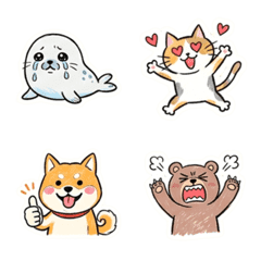 Clumsy-but-cute hand-drawn style animals