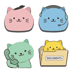 Colorful Cats Polite Language Emoji