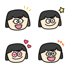 Casual Glasses Girl Emoji Set