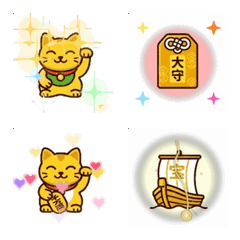 黃金招財貓！金運神社參拜動態表情貼