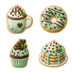 Mint Chocolate Puffy Cookie Emojis